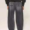 Blugi largi Skater cu logo negru spalat Blugi largi Skater cu logo negru spalat