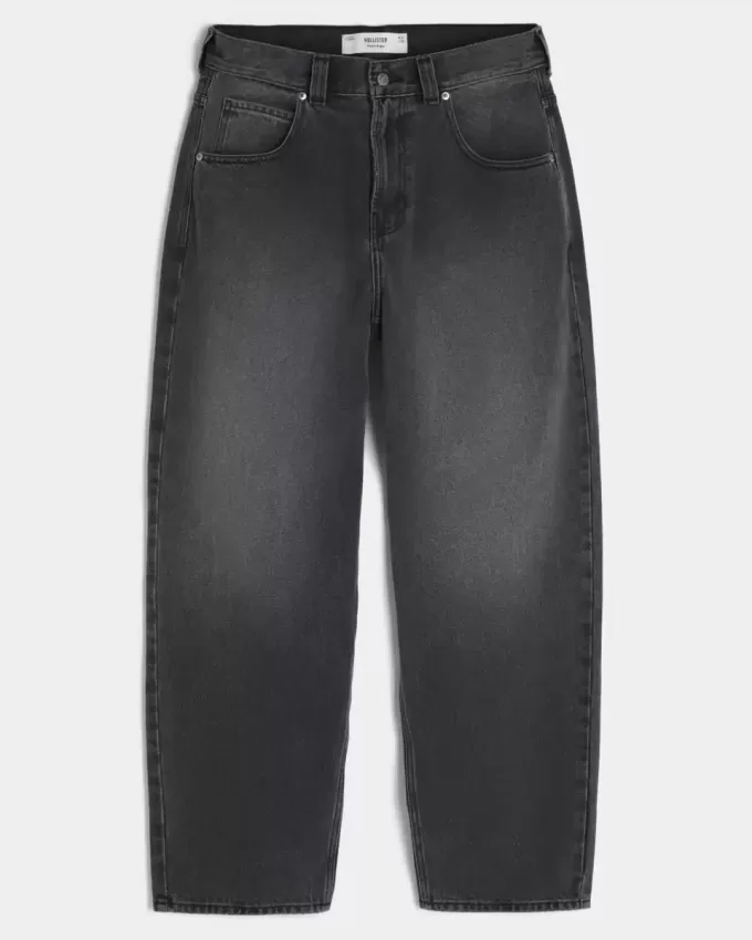 Blugi largi Skater cu logo negru spalat Blugi largi Skater cu logo negru spalat