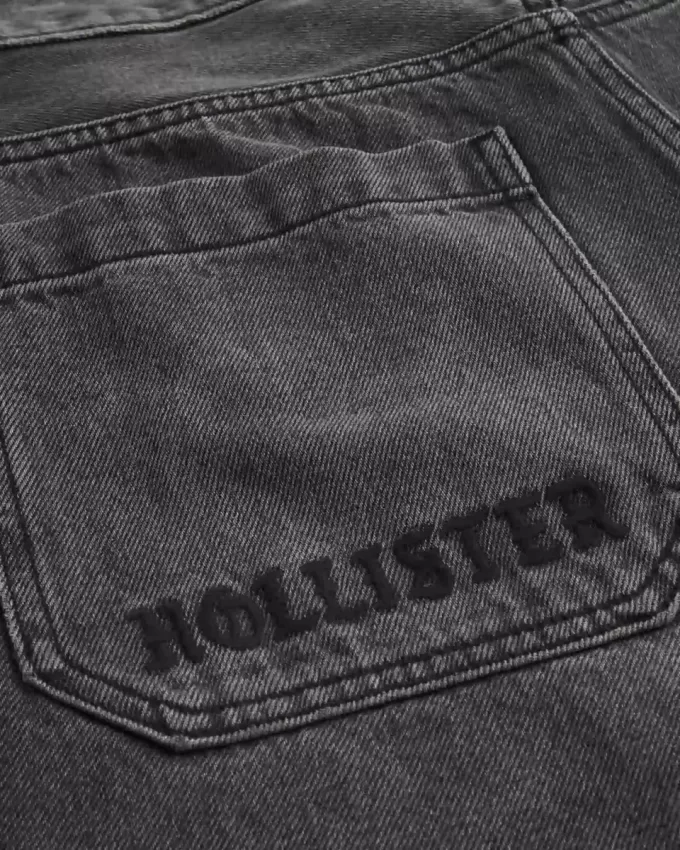 Blugi largi Skater cu logo negru spalat Blugi largi Skater cu logo negru spalat