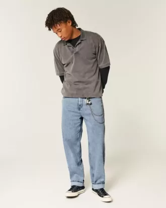 Blugi largi Skater cu spalare medie Blugi largi Skater cu spalare medie