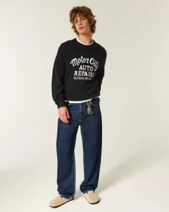 Blugi largi Skater de culoare închisă Blugi largi Skater de culoare închisă
