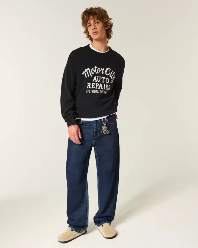 Blugi largi Skater de culoare închisă Blugi largi Skater de culoare închisă