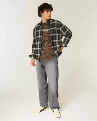 Blugi largi Skater gri spalati Blugi largi Skater gri spalati