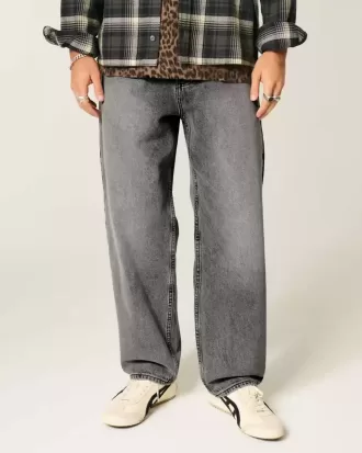 Blugi largi Skater gri spalati Blugi largi Skater gri spalati