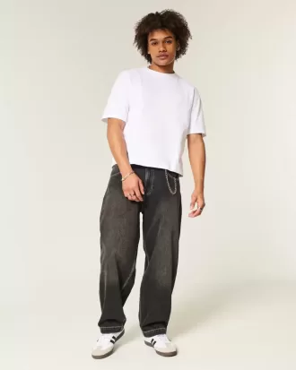 Blugi largi Skater Snake Brodat negru spalat Blugi largi Skater Snake Brodat negru spalat
