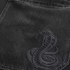 Blugi largi Skater Snake Brodat negru spalat Blugi largi Skater Snake Brodat negru spalat