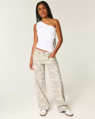 Blugi largi Y2K Camo cu talie joasa