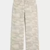 Blugi largi Y2K Camo cu talie joasa Blugi largi Y2K Camo cu talie joasa