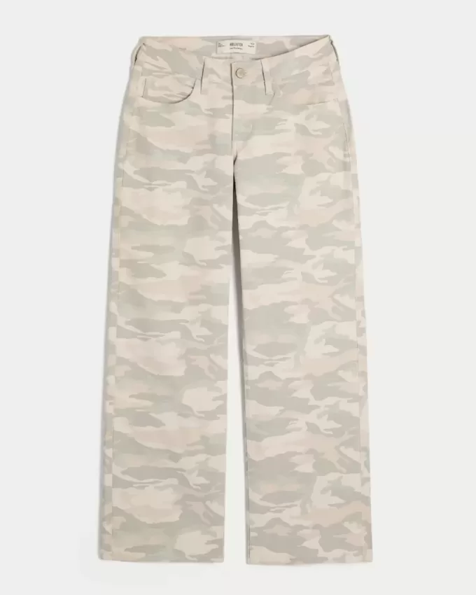 Blugi largi Y2K Camo cu talie joasa Blugi largi Y2K Camo cu talie joasa