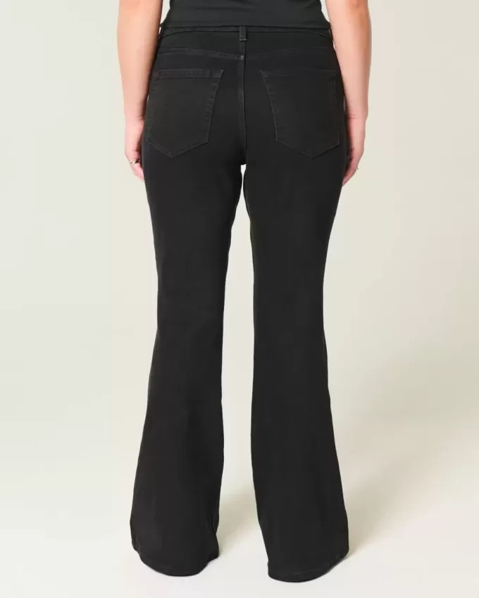 Blugi negri flare cu talie mare Blugi negri flare cu talie mare