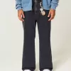 Blugi negri largi cu bootcut spălați Blugi negri largi cu bootcut spălați