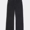 Blugi negri largi cu bootcut spălați Blugi negri largi cu bootcut spălați