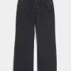 Blugi negri largi cu bootcut spălați Blugi negri largi cu bootcut spălați
