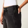 Blugi negri largi, cu talie reglabilă, cu talie joasă Blugi negri largi, cu talie reglabilă, cu talie joasă