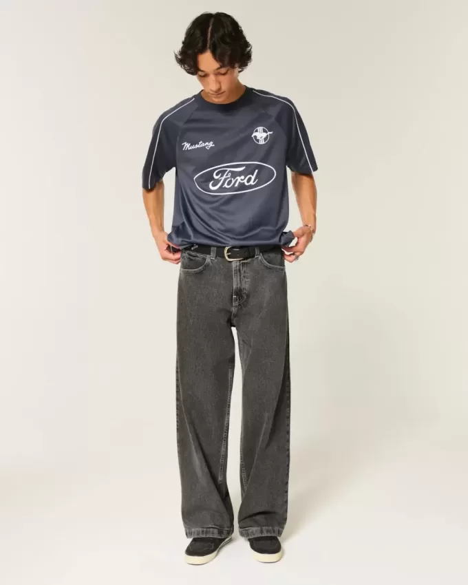 Blugi negri super baggy spalati Blugi negri super baggy spalati