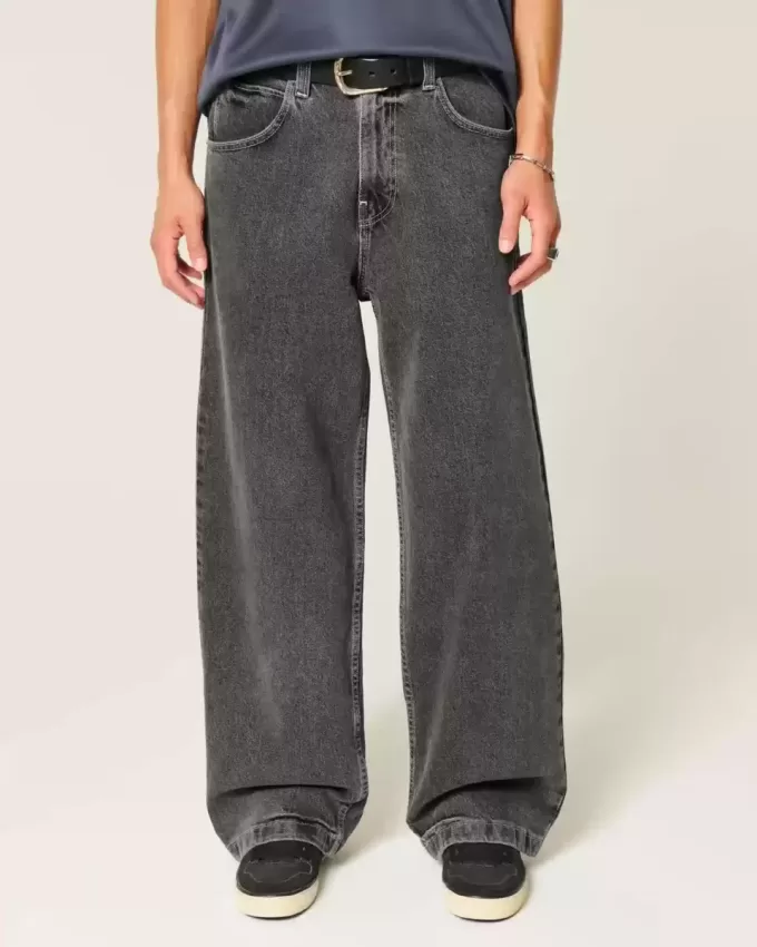 Blugi negri super baggy spalati Blugi negri super baggy spalati