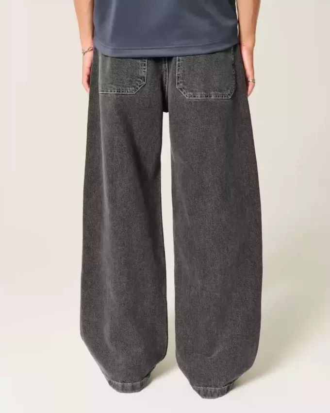 Blugi negri super baggy spalati Blugi negri super baggy spalati