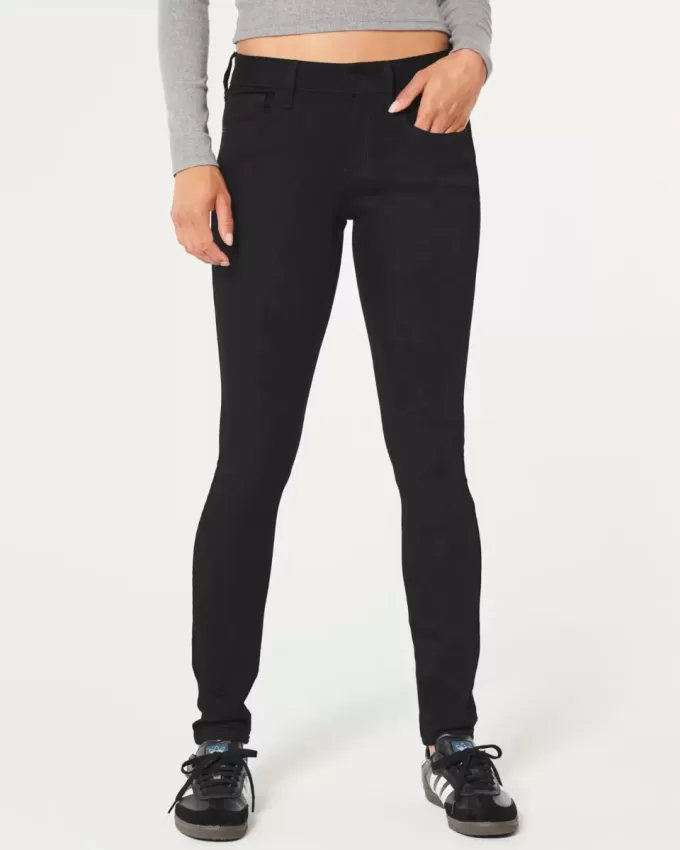 Blugi negri super skinny cu talie joasă Blugi negri super skinny cu talie joasă