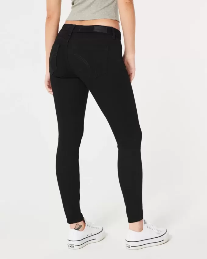 Blugi negri super skinny cu talie joasă Blugi negri super skinny cu talie joasă