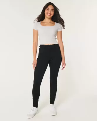 Blugi negri super skinny cu talie înaltă