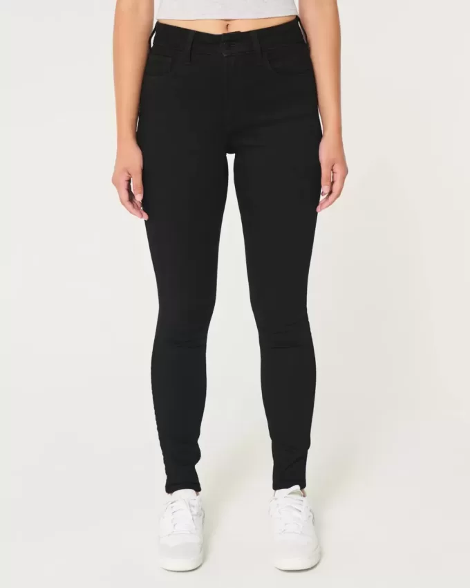 Blugi negri super skinny cu talie înaltă Blugi negri super skinny cu talie înaltă