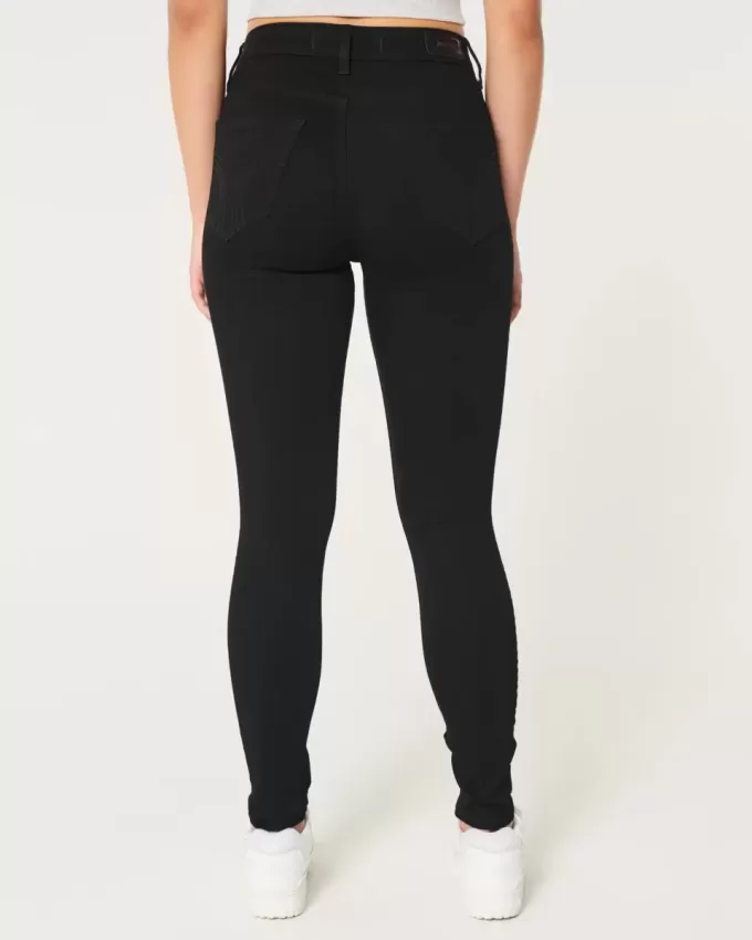 Blugi negri super skinny cu talie înaltă Blugi negri super skinny cu talie înaltă