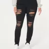 Blugi negri super skinny cu talie înaltă și curbați Blugi negri super skinny cu talie înaltă și curbați