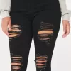 Blugi negri super skinny cu talie înaltă și curbați Blugi negri super skinny cu talie înaltă și curbați