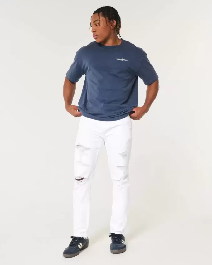 Blugi skinny atletici albi Blugi skinny atletici albi