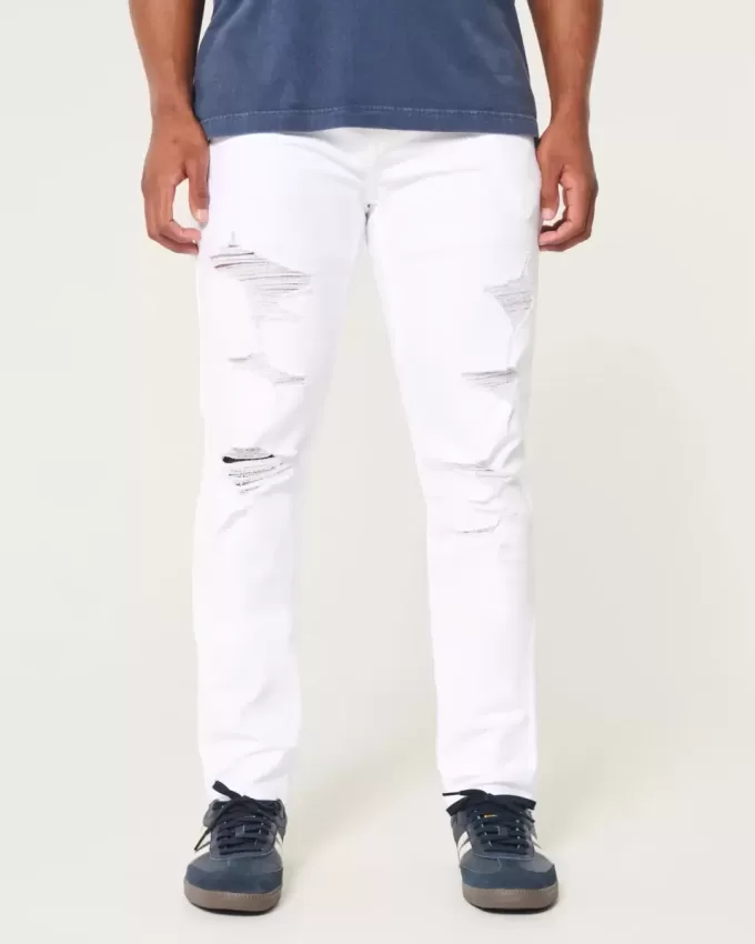 Blugi skinny atletici albi Blugi skinny atletici albi