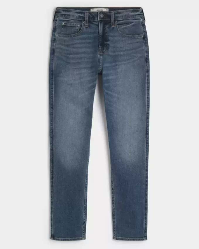 Blugi skinny atletici cu spalare medie Blugi skinny atletici cu spalare medie