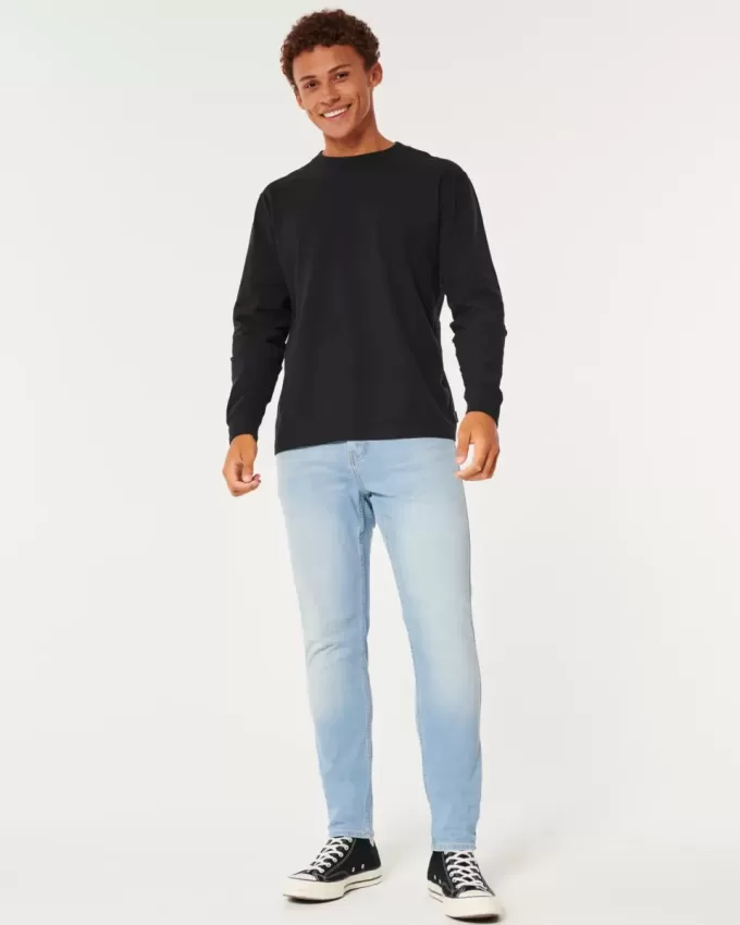 Blugi skinny atletici cu spalare usoara Blugi skinny atletici cu spalare usoara