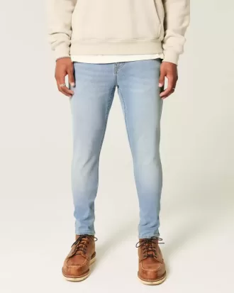 Blugi skinny atletici cu spalare usoara