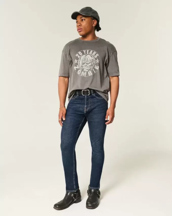 Blugi skinny atletici de culoare închisă Blugi skinny atletici de culoare închisă
