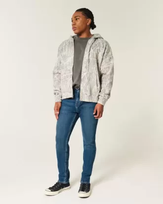 Blugi skinny atletici de culoare închisă