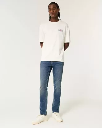 Blugi skinny cu spalare medie închisă