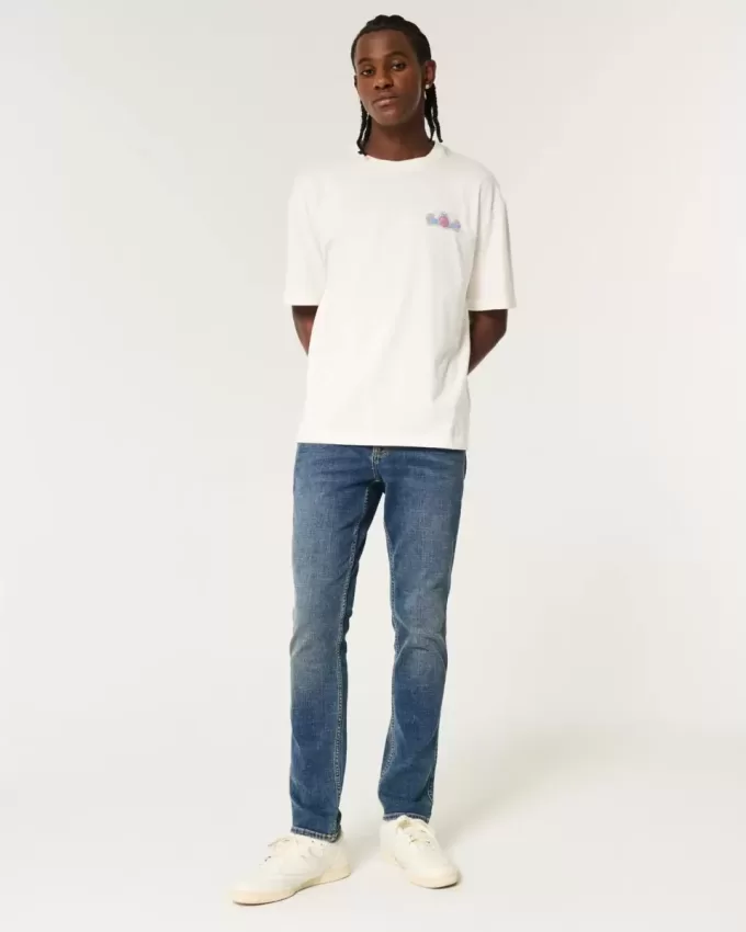 Blugi skinny cu spalare medie închisă Blugi skinny cu spalare medie închisă