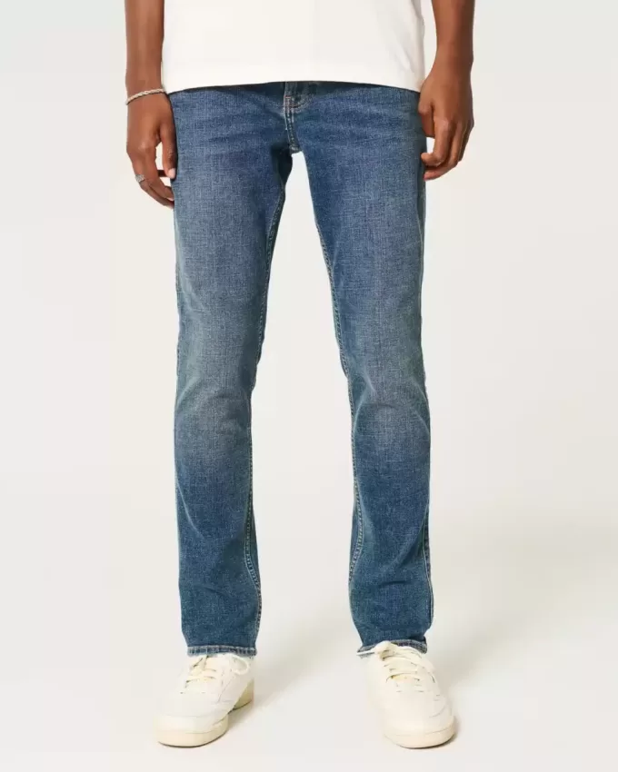 Blugi skinny cu spalare medie închisă Blugi skinny cu spalare medie închisă