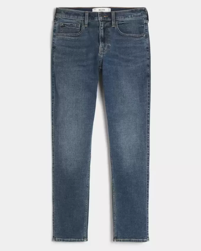 Blugi skinny cu spalare medie închisă Blugi skinny cu spalare medie închisă
