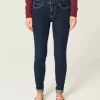 Blugi skinny cu talie medie, cu spalare inchisa Blugi skinny cu talie medie, cu spalare inchisa