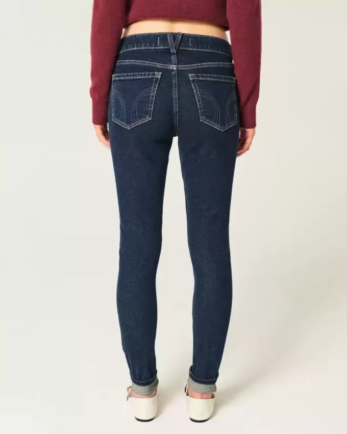 Blugi skinny cu talie medie, cu spalare inchisa Blugi skinny cu talie medie, cu spalare inchisa