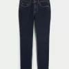 Blugi skinny cu talie medie, cu spalare inchisa Blugi skinny cu talie medie, cu spalare inchisa