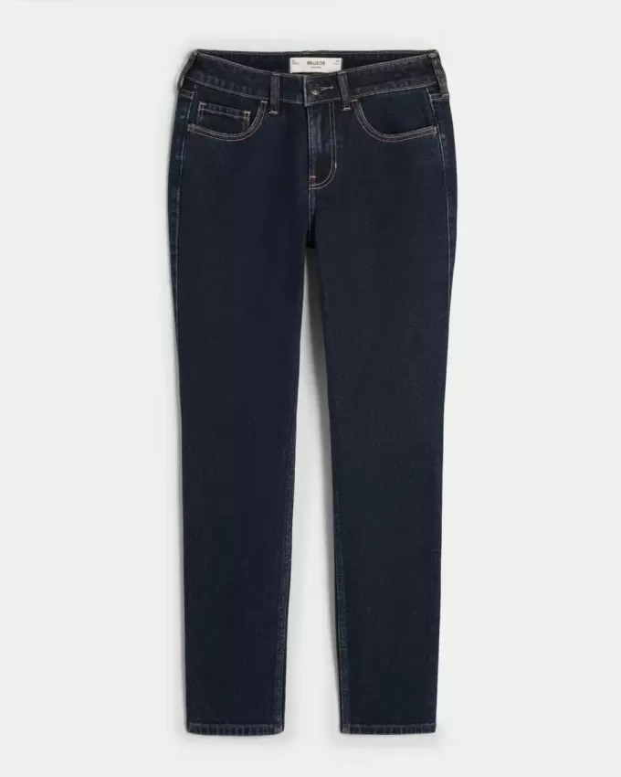 Blugi skinny cu talie medie, cu spalare inchisa Blugi skinny cu talie medie, cu spalare inchisa