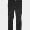 Blugi skinny negri, cu talie mijlocie, spalati Blugi skinny negri, cu talie mijlocie, spalati