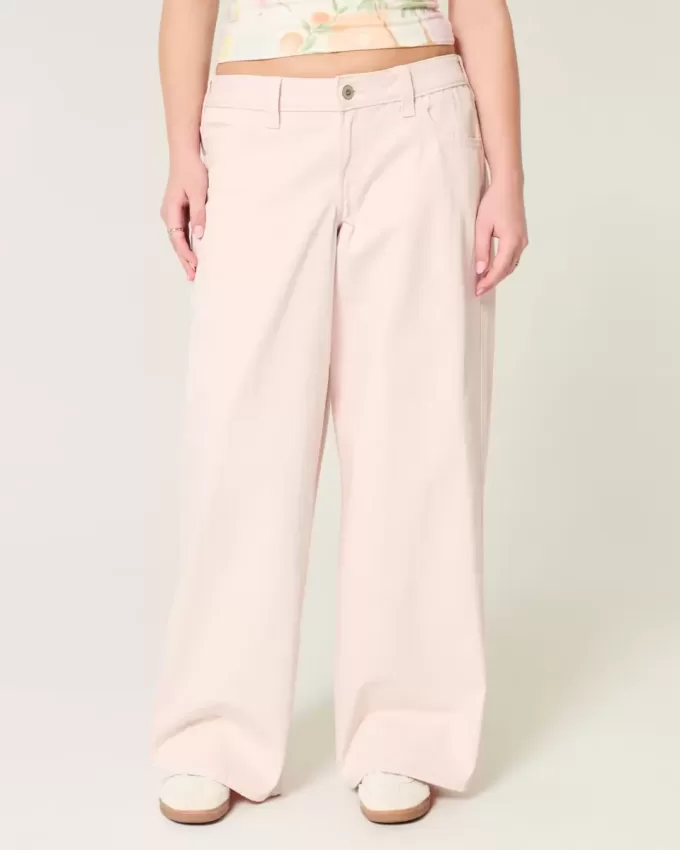 Blugi super baggy roz cu talie joasă Blugi super baggy roz cu talie joasă