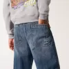 Blugi super largi cu broderie logo-ul Dark Wash Blugi super largi cu broderie logo-ul Dark Wash