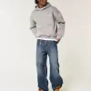 Blugi super largi cu broderie logo-ul Dark Wash Blugi super largi cu broderie logo-ul Dark Wash