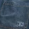 Blugi super largi cu broderie logo-ul Dark Wash Blugi super largi cu broderie logo-ul Dark Wash