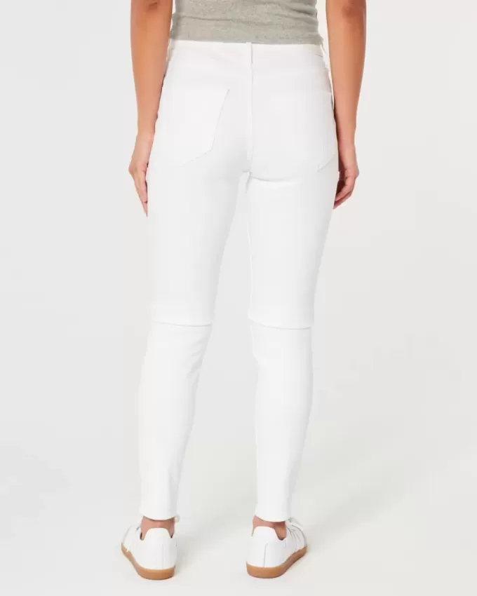 Blugi super skinny albi cu talie mare Blugi super skinny albi cu talie mare