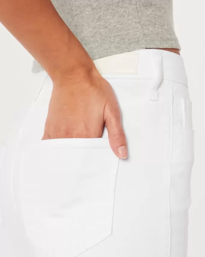 Blugi super skinny albi cu talie mare Blugi super skinny albi cu talie mare
